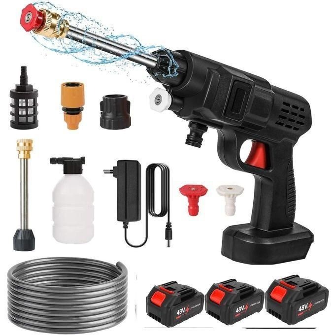 Pistolet de Lavage Sans Fil Haute Pression 48V – Nettoyeur Portable avec 3 Batteries