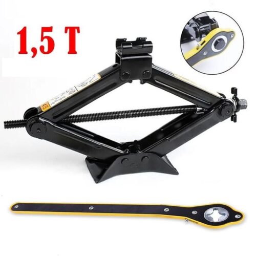Cric Voiture Pliable 1,5T avec Clé à Cliquet – Cric Ciseaux Robuste et Compact