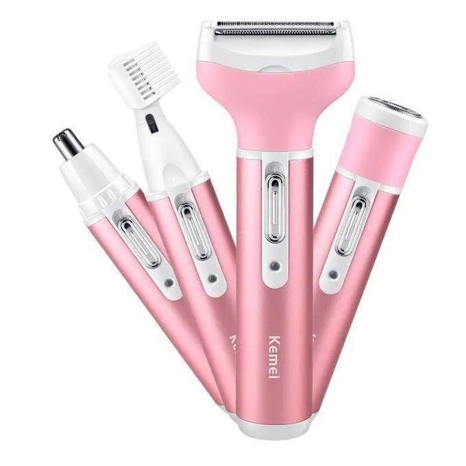 Kemei Épilateur Électrique Femme KM-6637 – 4 en 1 Rechargeable avec Accessoires